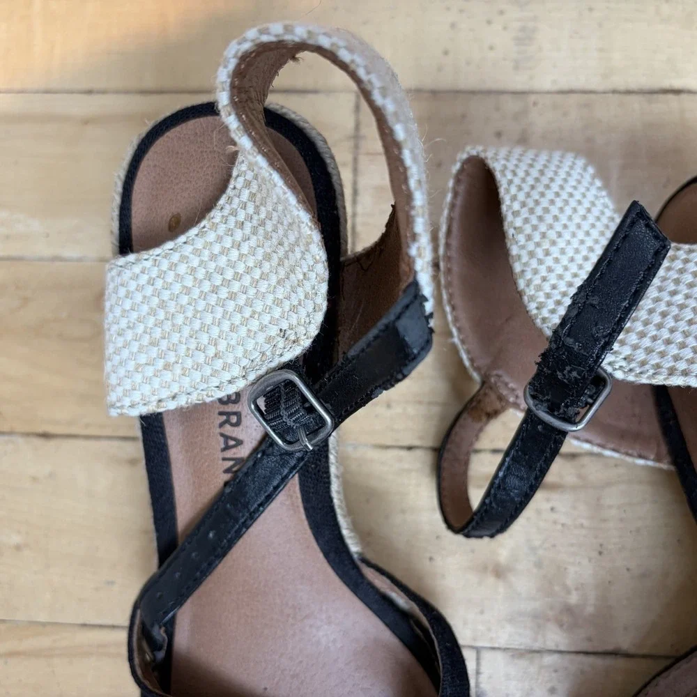 Lucky Brand Women's Size 6 'Kalessie' Espadrille‎ Wedge Sandal Black-tan Crochet